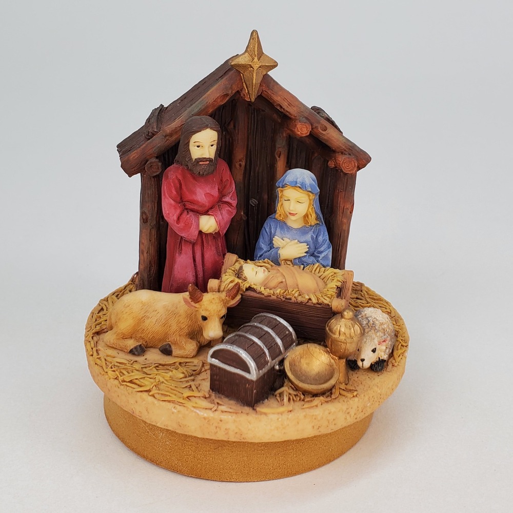 Our America Nativity Scene Candle Topper Resin Christmas Figurine 3 Inch Base